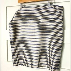 Ann Taylor Blue Crème Midi Skirt Hidden Zipper Size 16